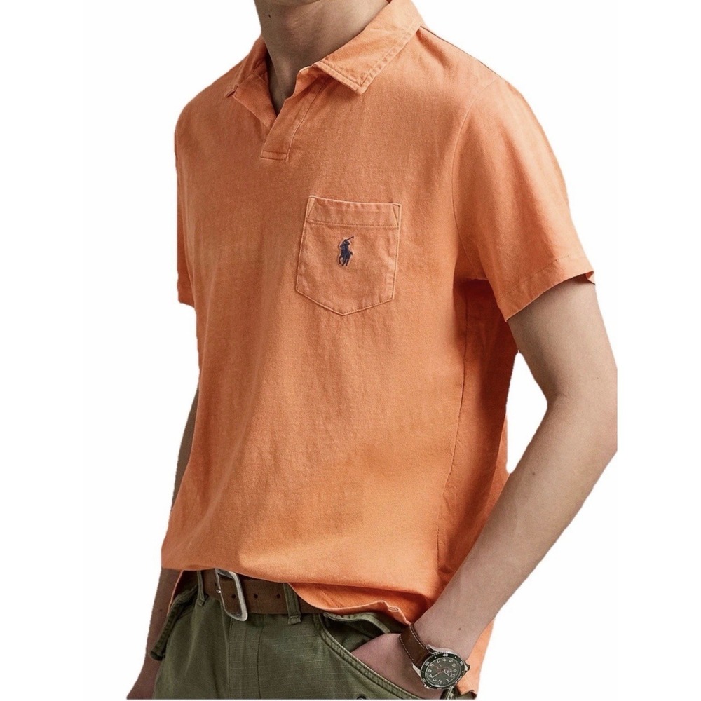 Polo Ralph Lauren Linen & Cotton Polo Size 3XLT Big Tall Peach Color Casual New!